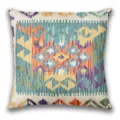 Bohemian style throw pillow cover with vibrant Kilim geometric ethnic print design. - BZ20260506-10