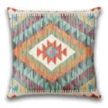 Bohemian geometric throw pillow cover, vibrant colorful ethnic square cushion case for home sofa. - BZ20260506-6