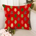 Roter Kissenbezug mit Weihnachtsbaum Muster, festliche dekorative Kissenhülle für Sofa. - Z1872BZ-14