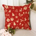 Roter Weihnachts Kissenbezug mit festlichem Rentiermotiv und Schneeflocken fur das Sofa. - Z1872BZ-16