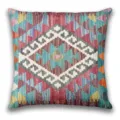 Bohemian geometric pattern throw pillow cover, vibrant colorful ethnic pillowcase for sofa. - BZ20260506-9