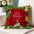 Christmas throw pillow case festive red printed cushion cover for sofa living room decor - Single-Sided Peach Skin Pillow Cover Without Core 45x45cm / T770BZ-14