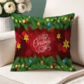 Christmas throw pillow cover festive red green pine needle star decorative sofa cushion case - Single-Sided Peach Skin Pillow Cover Without Core 45x45cm / T770BZ-15