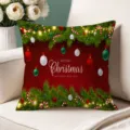 Christmas throw pillow decorative cover festive sofa cushion case red holiday home decor item - Single-Sided Peach Skin Pillow Cover Without Core 45x45cm / T770BZ-16