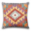 Bohemian geometric throw pillow cover, vibrant colorful ethnic square cushion case. - BZ20260506-15