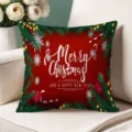 Christmas throw pillow cover red festive pine pattern holiday sofa cushion decoration - Single-Sided Peach Skin Pillow Cover Without Core 45x45cm / T770BZ-18