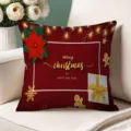 Christmas red cushion cover with merry christmas print, festive sofa pillow case 45x45cm - Single-Sided Peach Skin Pillow Cover Without Core 45x45cm / T770BZ-25