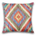 Bohemian ethnic geometric throw pillow cover vibrant colorful diamond pattern square cushion - BZ20260506-24