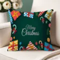 Christmas throw pillow decorative square cushion cover festive green gift home sofa bed - Single-Sided Peach Skin Pillow Cover Without Core 45x45cm / T770BZ-28