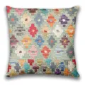 Bohemian throw pillow cover featuring vibrant traditional geometric kilim patterns for home decor. - BZ20260506-25