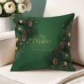 Christmas throw pillow with pine cone and berry print, green decorative sofa cushion cover. - Single-Sided Peach Skin Pillow Cover Without Core 45x45cm / T770BZ-30