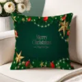 Christmas decorative throw pillow cover with green pine needles and red ball print. - Single-Sided Peach Skin Pillow Cover Without Core 45x45cm / T770BZ-33