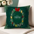 Christmas throw pillow cover green wreath festive home sofa decorative cushion case - Single-Sided Peach Skin Pillow Cover Without Core 45x45cm / T770BZ-34
