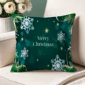 Christmas throw pillow cover with snowflake and pine branch pattern for living room sofa decor - Single-Sided Peach Skin Pillow Cover Without Core 45x45cm / T770BZ-35