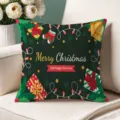 Christmas throw pillow cover with festive print, dark green couch cushion for holiday decor. - Single-Sided Peach Skin Pillow Cover Without Core 45x45cm / T770BZ-37