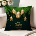 Christmas decorative throw pillow cover with gold star and bauble print for holiday sofa. - Single-Sided Peach Skin Pillow Cover Without Core 45x45cm / T770BZ-39