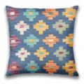 Blue bohemian geometric Kilim pattern square pillow cover variant option style decorative - BZ20260506-37