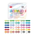 Guangna 60 colors dual tip acrylic paint markers set for rock painting, canvas, and wood crafts. - 30 Pcs Double Ended (60 Color Set)