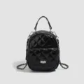 Petit sac à dos matelassé noir pour femme, sac bandoulière tendance avec fermoir. - S / Noir