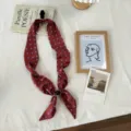 Korean style red polka dot silk scarf with magnetic buckle, elegant neck ribbon accessory. - Red