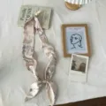 Ins style pink twilly silk scarf with creative doodle prints and chic magnetic charm detail. - Cartoon Pendant Style (zz26091502) / Alphabet