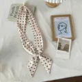 Elegant polka dot long silk scarf with magnetic clasp and cartoon pendant chic neck accessory detail - Cartoon Pendant Style (zz26091502) / Polka Dot