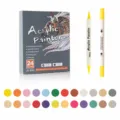 24 Colors Acrylic Paint Pens Set Water-Based Marker for Rock Canvas Ceramic Wood Fabric Art - 24-Color Set / Multicolor