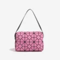 Sac à main géométrique rose, sac bandoulière élégant avec sangle noire pour le quotidien. - Rose