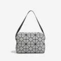 Grey geometric lattice handbag women's minimalist shoulder bag stylish tote bag - Light Gray