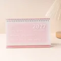 Calendario de escritorio 2027, estilo coreano rosa estético planificador bloc motivacional. - Rosa Ensueño [Inglés]