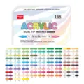 GuangNa 168 colors dual tip acrylic paint markers set with professional color chart swatch. - 84 Pcs Double Ended (168 Color Set)