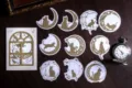 Cat silhouette moon gold foil stickers set for journaling, craft scrapbooking and decor. - Cat Under the Moon