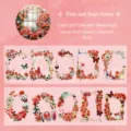 PET decoratieve tape sticker rol, vintage rode bloem vlinder frame ontwerp, mooi handwerk. - Roze en Groen
