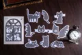 Ensemble d'autocollants silhouette de chat noir et blanc, variante de matériel de journal. - Chat de Cache-Cache