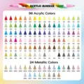 Qrain dual tone acrylic marker set with 96 regular and 24 metallic colors for drawing art. - 120 Colors / Colorful