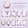 PET washi tape rol paarse bloemen vlinder decoratieve sticker voor journal en knutselen - Paarse Wolk Rivier Bloem
