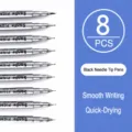 Detailed view of waterproof black fineliner pen set, perfect for sketching and ink drawing. - 9-Piece Mixed Set / Black