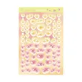 Heart Beat holographic waterproof PET sticker sheet, cute gradient heart and cloud craft decor. - Pink/Yellow