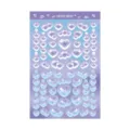 Holographic heart cloud sticker sheet waterproof PET cute diary decorative sticker pack - Blue Purple