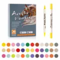 36 colors dual tip acrylic paint markers set for rock painting and art drawing crafts - 36-Piece Color Set / Multicolor