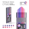 Lanquo x Qimiart CP580 colored lead refills 24pcs 12 colors purplish pink 3.0mm oily core - Pink-Purple Color Series (Refill)