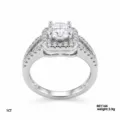 Anello Halo Moissanite 1CT Anello Lusso Argento Donna Elegante Moda Gioiello fine - Stile Fascia a Doppio Strato (R01144)
