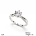 Anello Moissanite 1Ct Solitario 6 Griffe Stile Coreano Elegante Anello Da Donna Argento - Taglia 6 / Stile Vintage Coreano a Sei Griffe (R01152)
