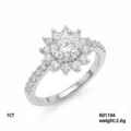 Meraviglioso anello girasole in moissanite con alone luminoso e pavè 1CT in argento - Stile Girasole (R01104)