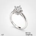Anello Halo Moissanite Argento 1CT Quattro Griffe Rotondo Diamante Donna Lusso Gioielli R01154 - Taglia 6 / Stile Tondo Halo (R01154)
