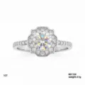 Prachtige 1 Karaat Moissaniet Ring met Vintage Octagonale Halo en Pave Band Luxe - Achtkantige Kant Halo Stijl (R01159)