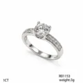 Elegante anello in moissanite da 1 carato con castone a quattro griffe e doppia fila pietre. - Taglia 6 / Stile a Doppia Fila con Quattro Griffe (R01153)