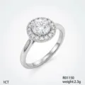 Anello di Fidanzamento Halo Moissanite 1CT in Argento Sterling Elegante Gioiello Donna - Stile Pavé Halo Classico (R01150)