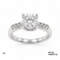 1 Karaat Moissaniet Ring Klassieke Vier Poten Solitair Ring met Prachtige Zijstenen - Vier Klauwen Ingelegde Stijl (R01158)