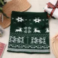 Top tubo lavorato a maglia verde di Natale senza spalline con cervi e fiocchi di neve. - Taglia unica / Pantaloni e gonne / Verde